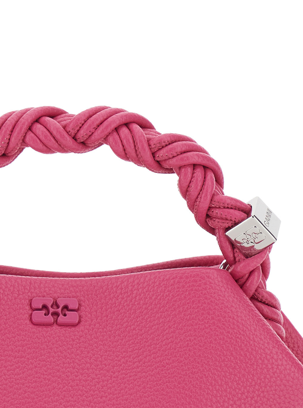 Bou Pink Mini Handbag with Braided Handler in Leather Woman Hand Bags