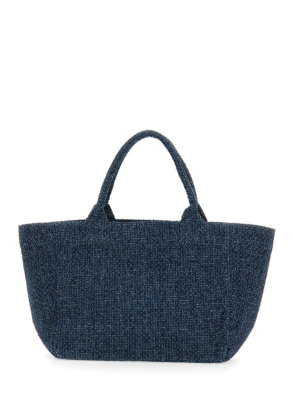 GANNI Blue Tote Bag with Lettering Logo and Teddy Bear on Front in Cotton for Women Blu