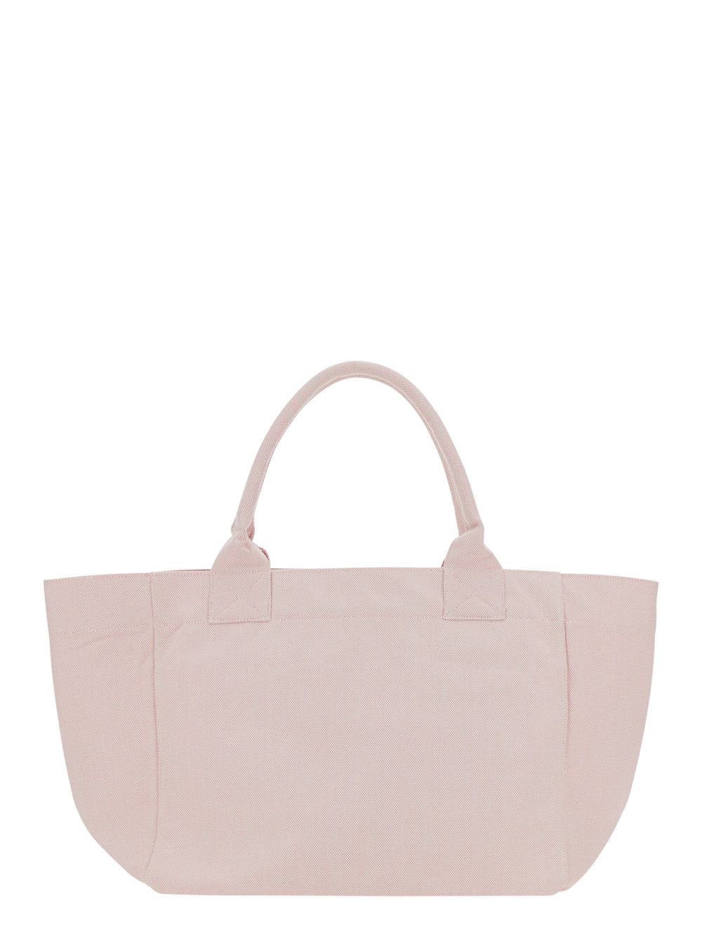 Trapeze Medium Pink Shopper With Logo Lettering And Print On The Front Cotton Women White Tote Bags