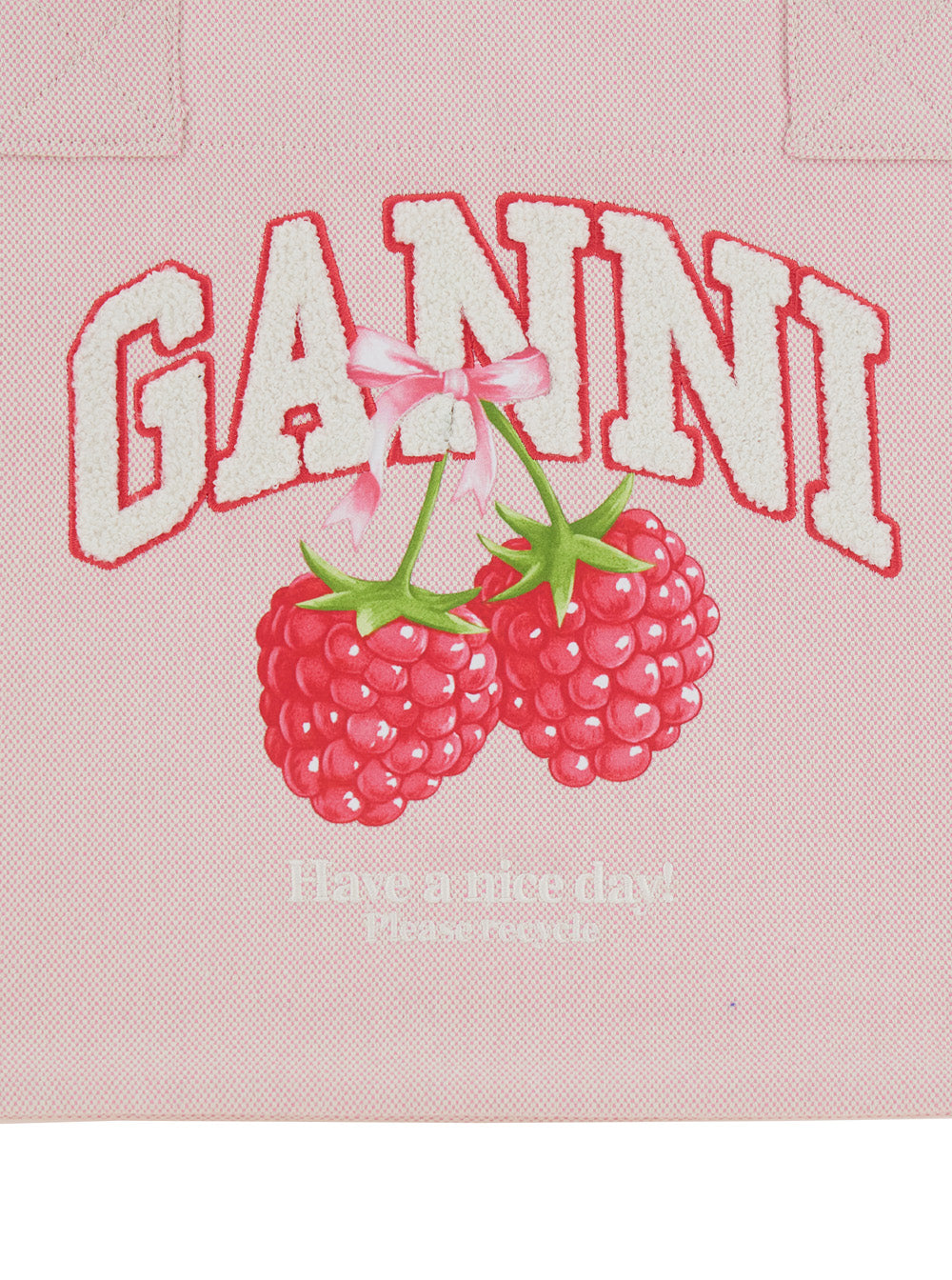 Trapeze Medium Pink Shopper With Logo Lettering And Print On The Front Cotton Women White Tote Bags