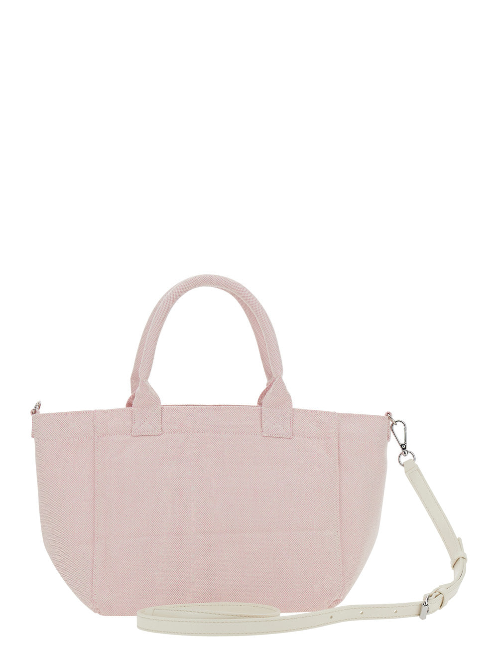 Small Easy Shopper Pink With Logo Print And Raspberry On The Front Cotton Women Tote Bags