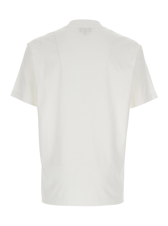 White T-Shirt with Embroidered Logo on the Front in Cotton Man Tshirts And Polo Shirts