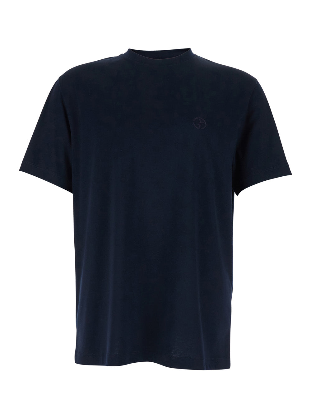 Blue Crew Neck T-shirt with Raised Collar in Cotton for Men Blu Tshirts And Polo Shirts