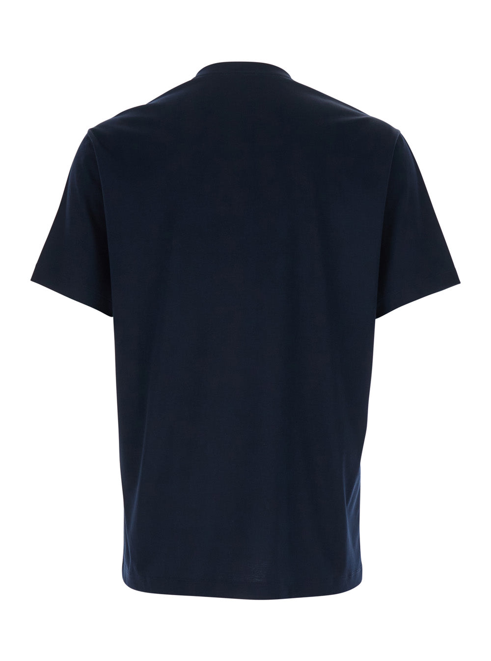 Blue Crew Neck T-shirt with Raised Collar in Cotton for Men Blu Tshirts And Polo Shirts