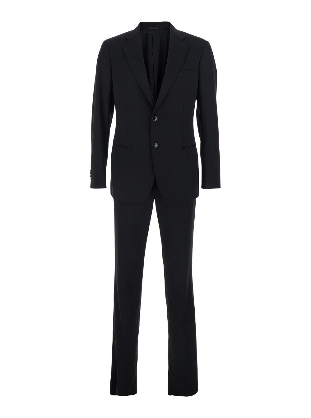 Black Single-breasted Suit with Notched Revers in Wool Man Virgin Suits