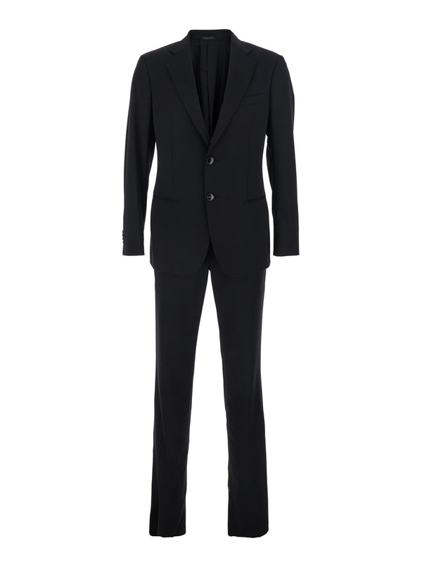 Single-Breasted Wool Suit Black Virgin Suits