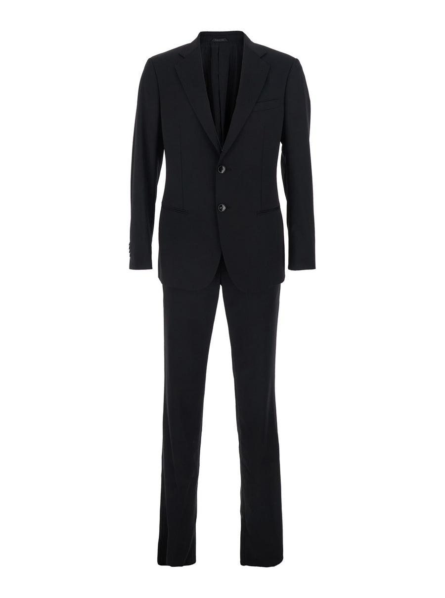 Single-Breasted Wool Suit Black Virgin Suits