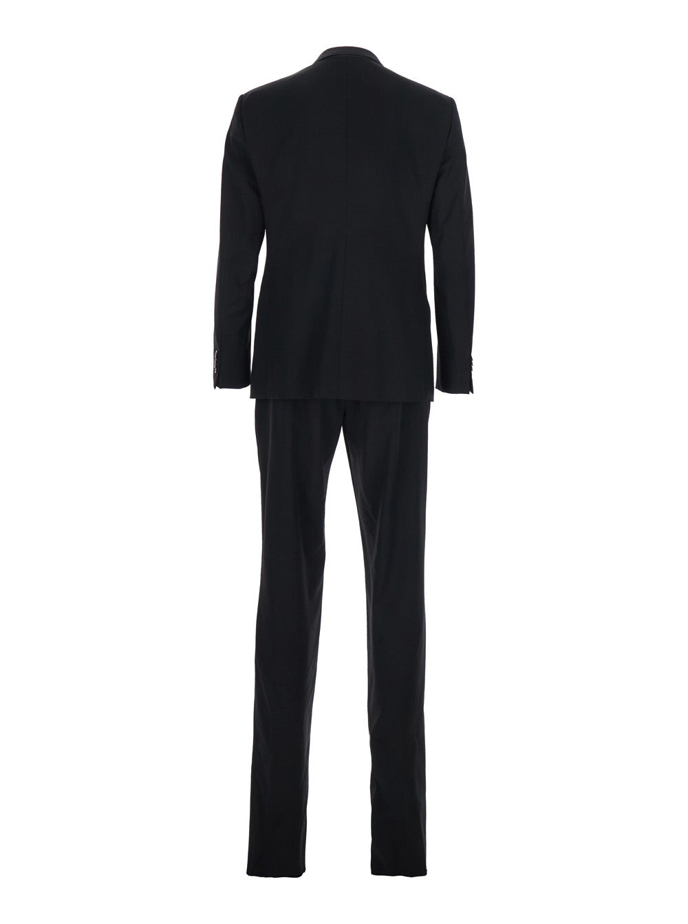Black Single-breasted Suit with Notched Revers in Wool Man Virgin Suits