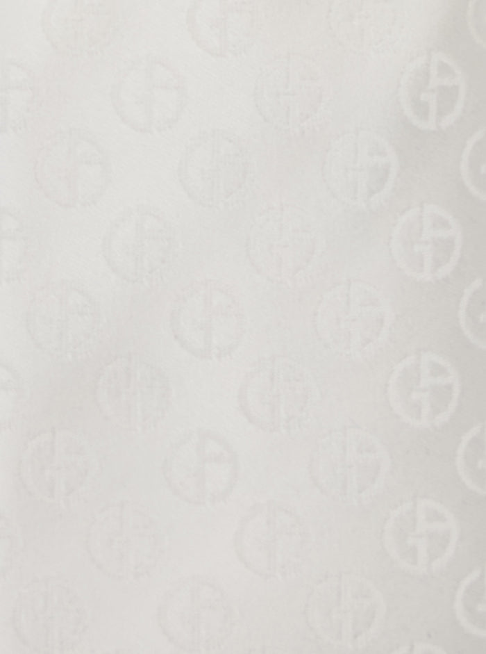 White Silk Tie with Tone-on-Tone All-Over Logo for Men Papillon And Ties