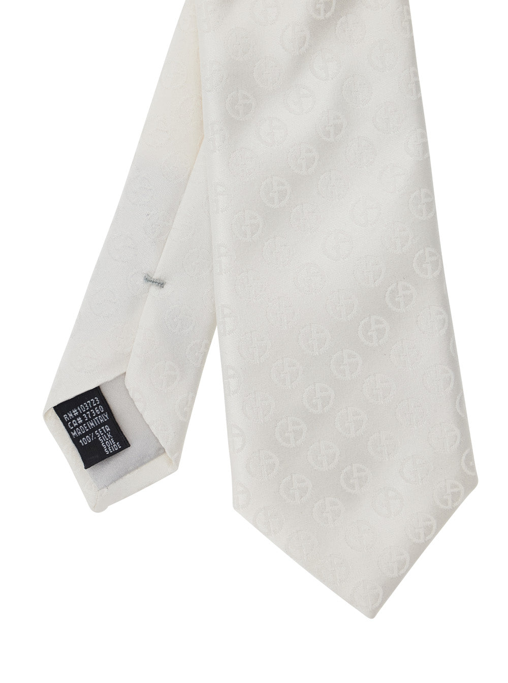 White Silk Tie with Tone-on-Tone All-Over Logo for Men Papillon And Ties