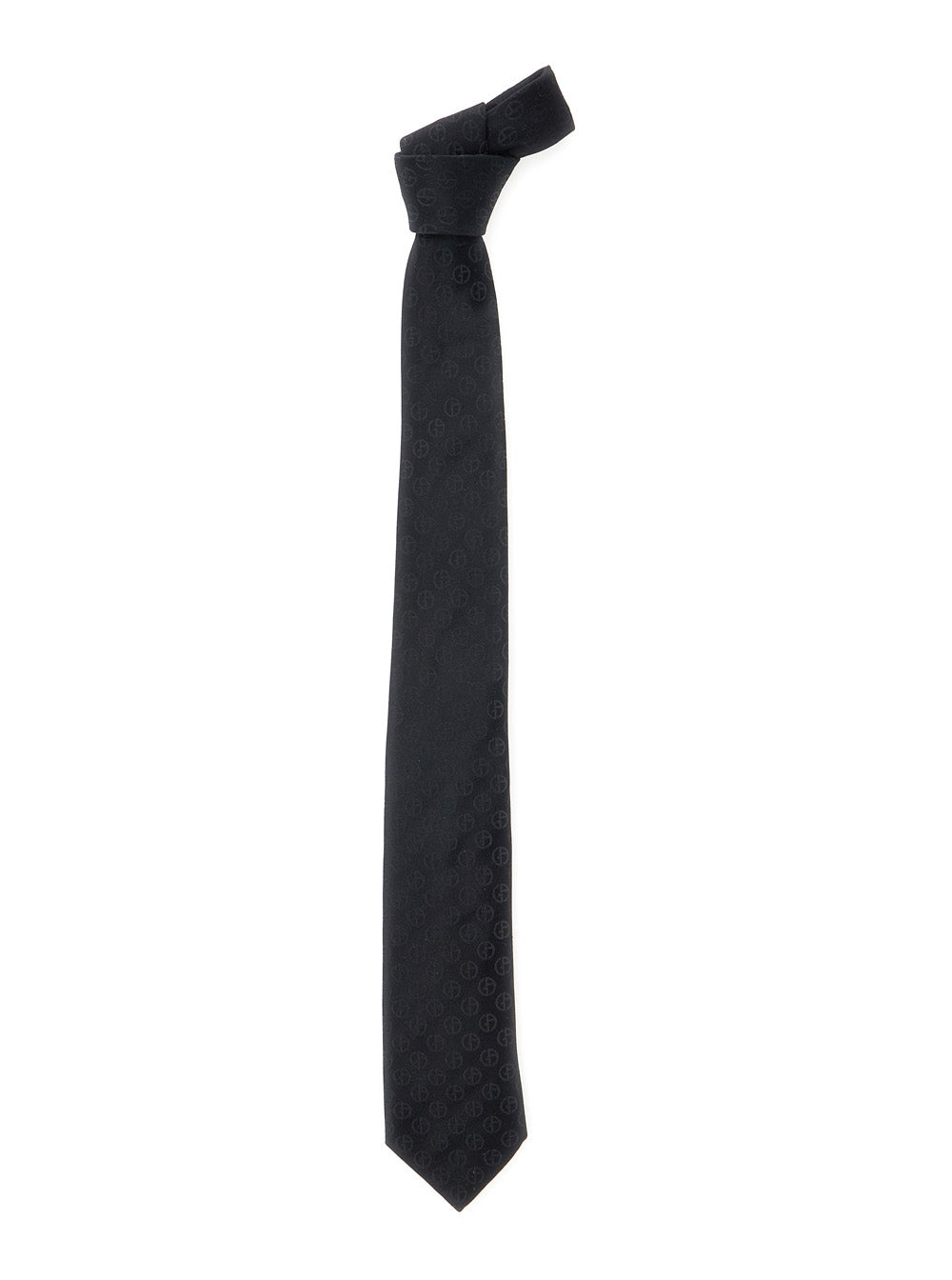Black Tie with Tone-on-Tone All-Over Logo in Silk Man Papillon And Ties