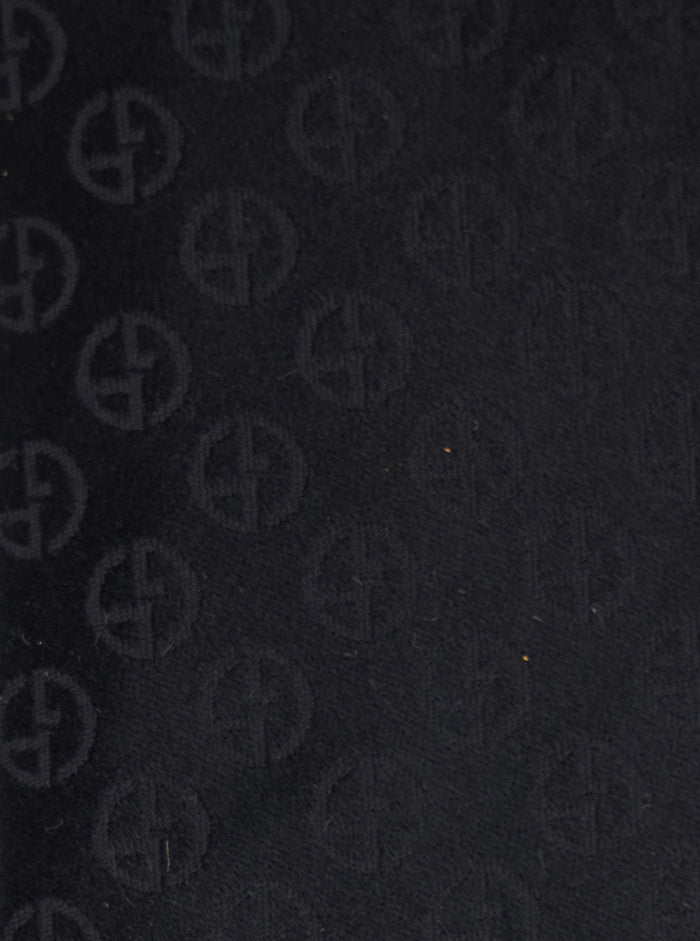 Black Tie with Tone-on-Tone All-Over Logo in Silk Man Papillon And Ties