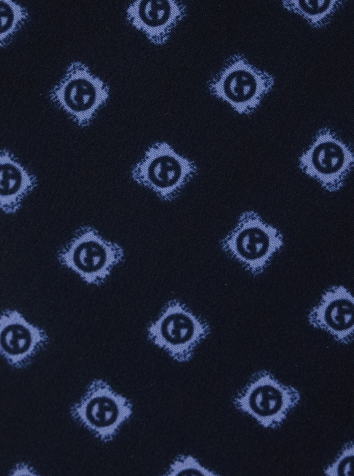 Blue Silk Tie with All-Over Logo Print Man Blu Papillon And Ties