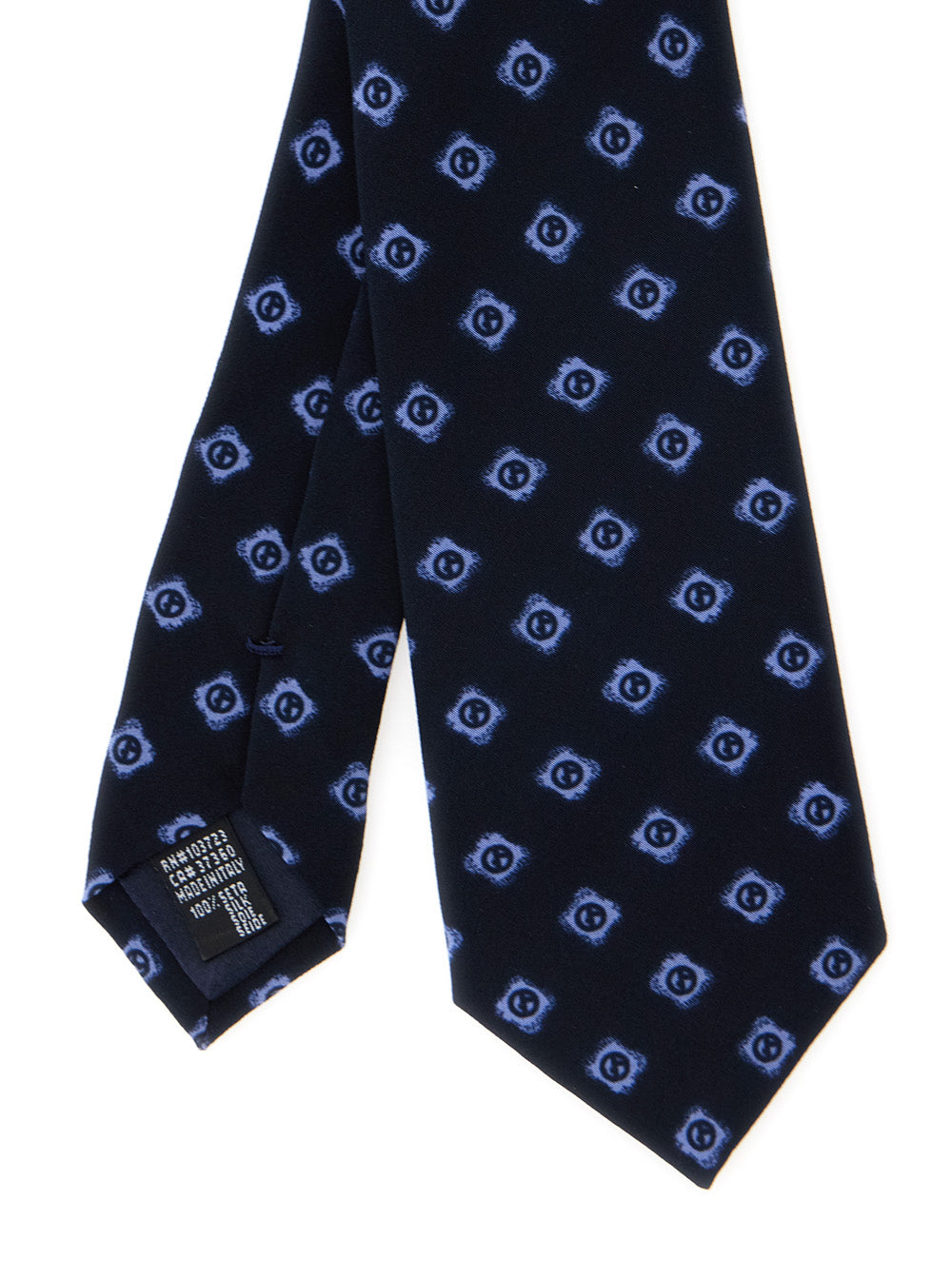 Blue Silk Tie with All-Over Logo Print Man Blu Papillon And Ties