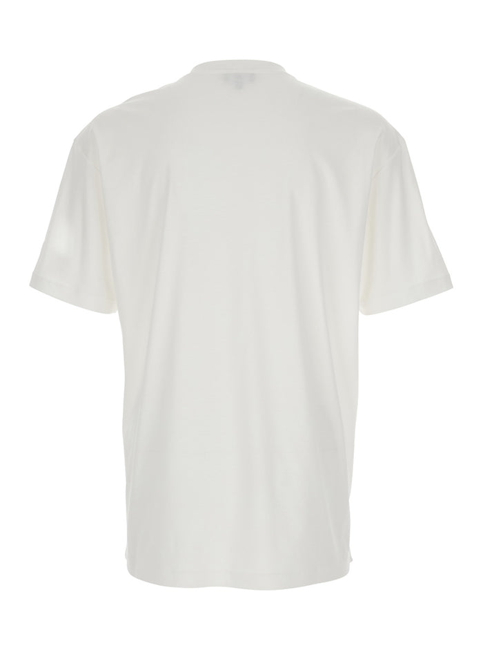 White Crew Neck T-Shirt with Logo Lettering on the Front in Cotton for Men Tshirts And Polo Shirts