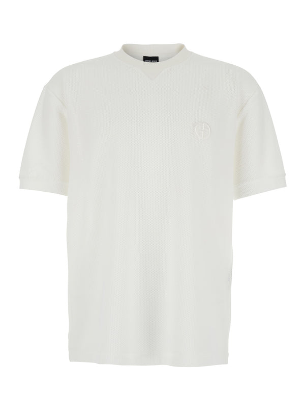 T-Shirt Crew Neck White Elastane T-shirts