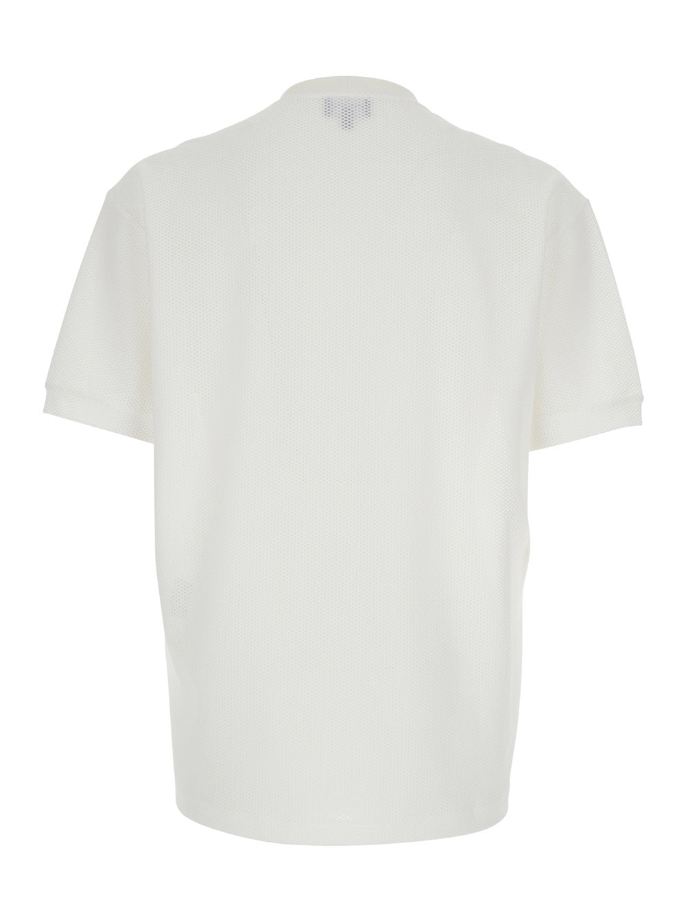 White Crew Neck T-Shirt with Logo on Front in Tech Fabric Stretch Man Elastane Polyamide Tshirts And Polo Shirts