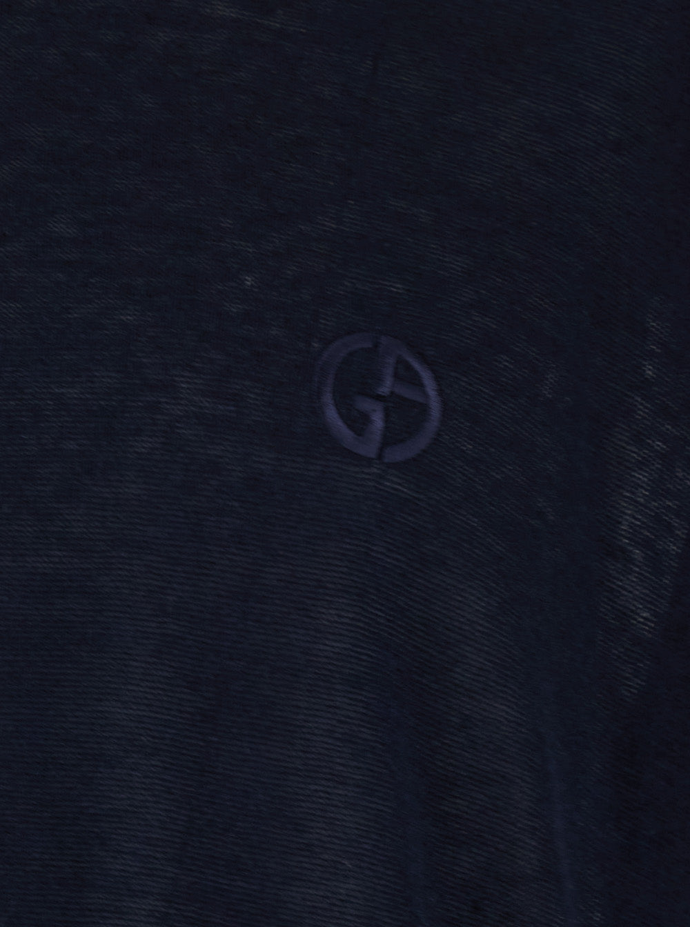 Blue Crew Neck T-shirt with Tone-on-Tone Logo on the Front in Linen and Silk Blend for Men Blu Jersey