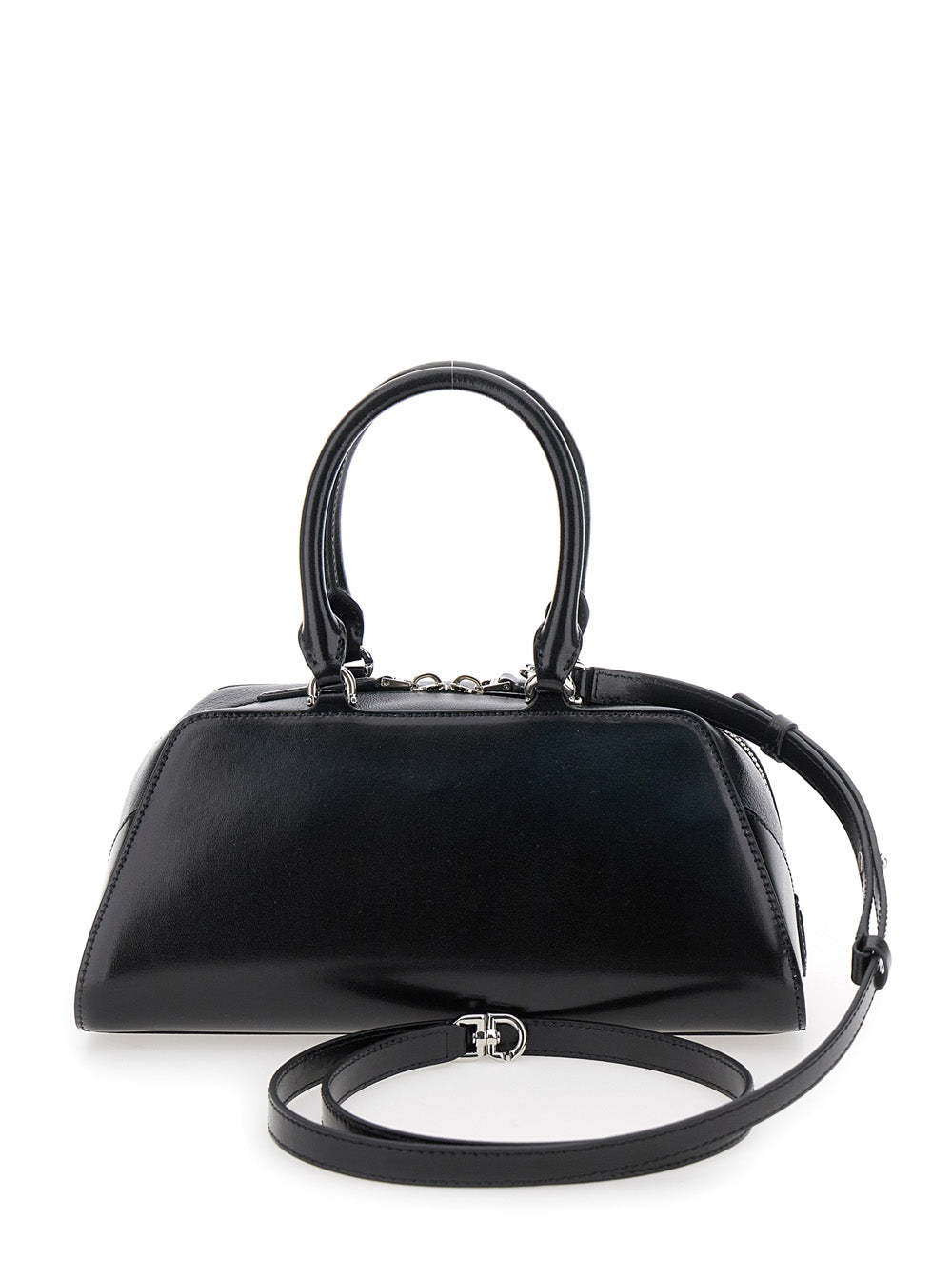 Black Small Antigona East West Handbag with Adjustable and Removable Shoulder Strap Lettering Logo on the Front in Leather for Women Calf Hand Bags