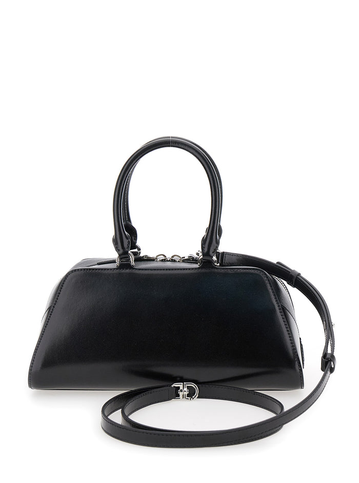 Black Small Antigona East West Handbag with Adjustable and Removable Shoulder Strap Lettering Logo on the Front in Leather for Women Calf Hand Bags