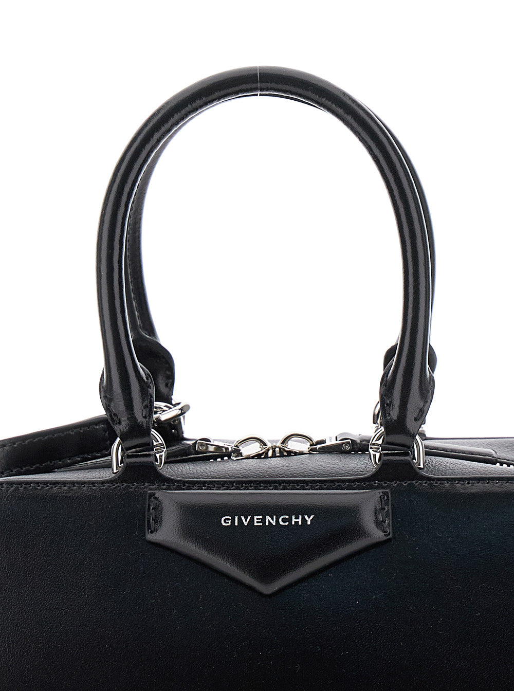 Black Small Antigona East West Handbag with Adjustable and Removable Shoulder Strap Lettering Logo on the Front in Leather for Women Calf Hand Bags