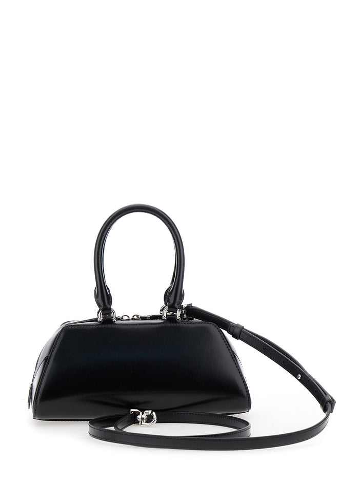 Black Antigona East West Mini Handbag with Adjustable and Removable Shoulder Strap Logo Lettering on the Front in Leather for Women Calf Hand Bags
