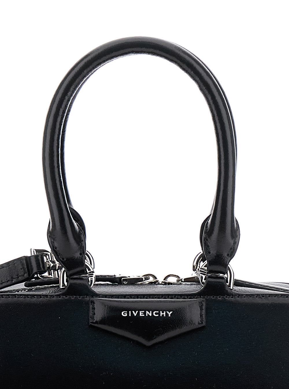 Black Antigona East West Mini Handbag with Adjustable and Removable Shoulder Strap Logo Lettering on the Front in Leather for Women Calf Hand Bags