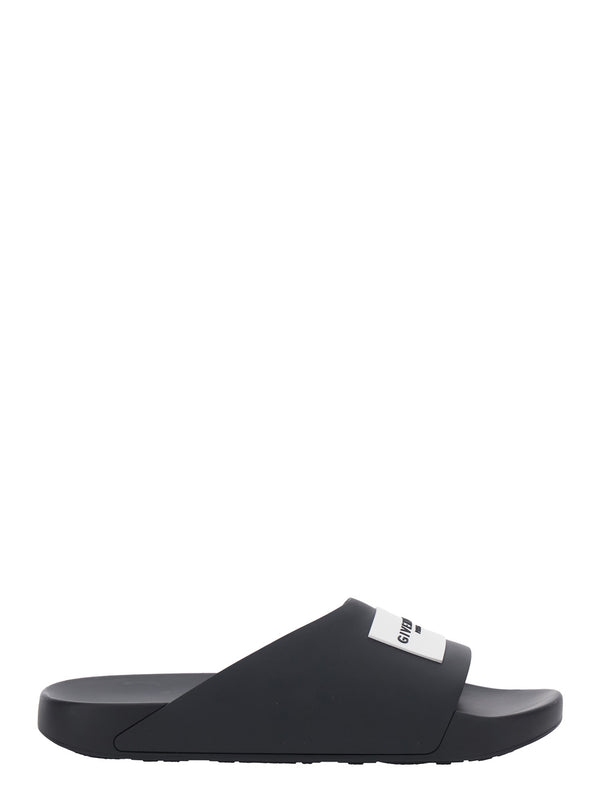 Sandals Wide Band Black Polyurethane