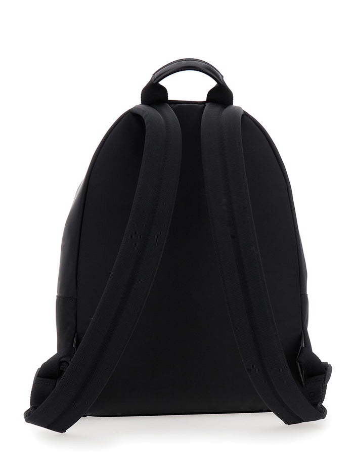 Black Backpack with Adjustable Straps and Logo on the Front in Tech Fabric for Men Polyamide Backpacks Belt Bags