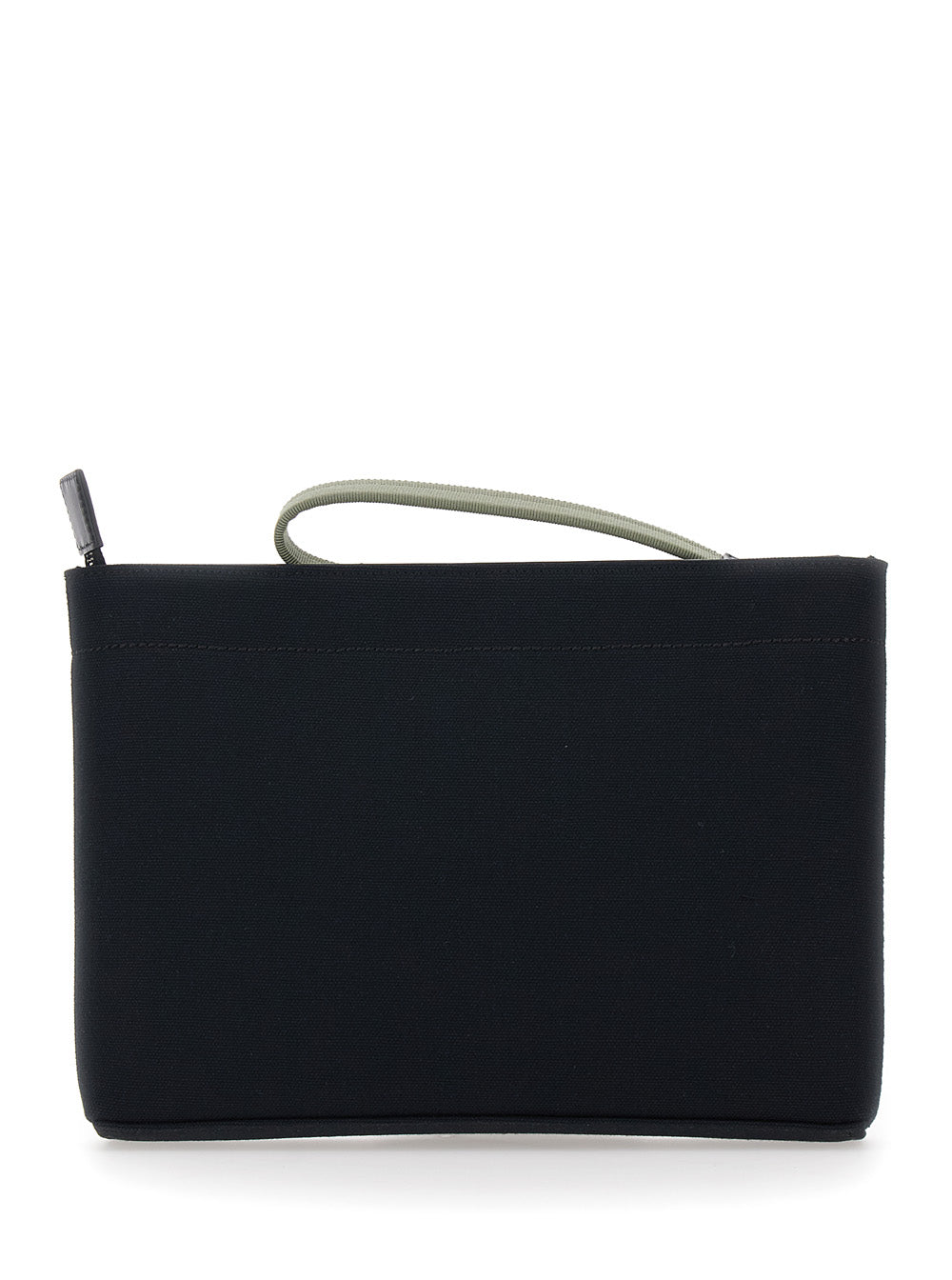 Black Pouch with Top Handle and Logo Print on Front in Cotton for Men Clutches Pochettes