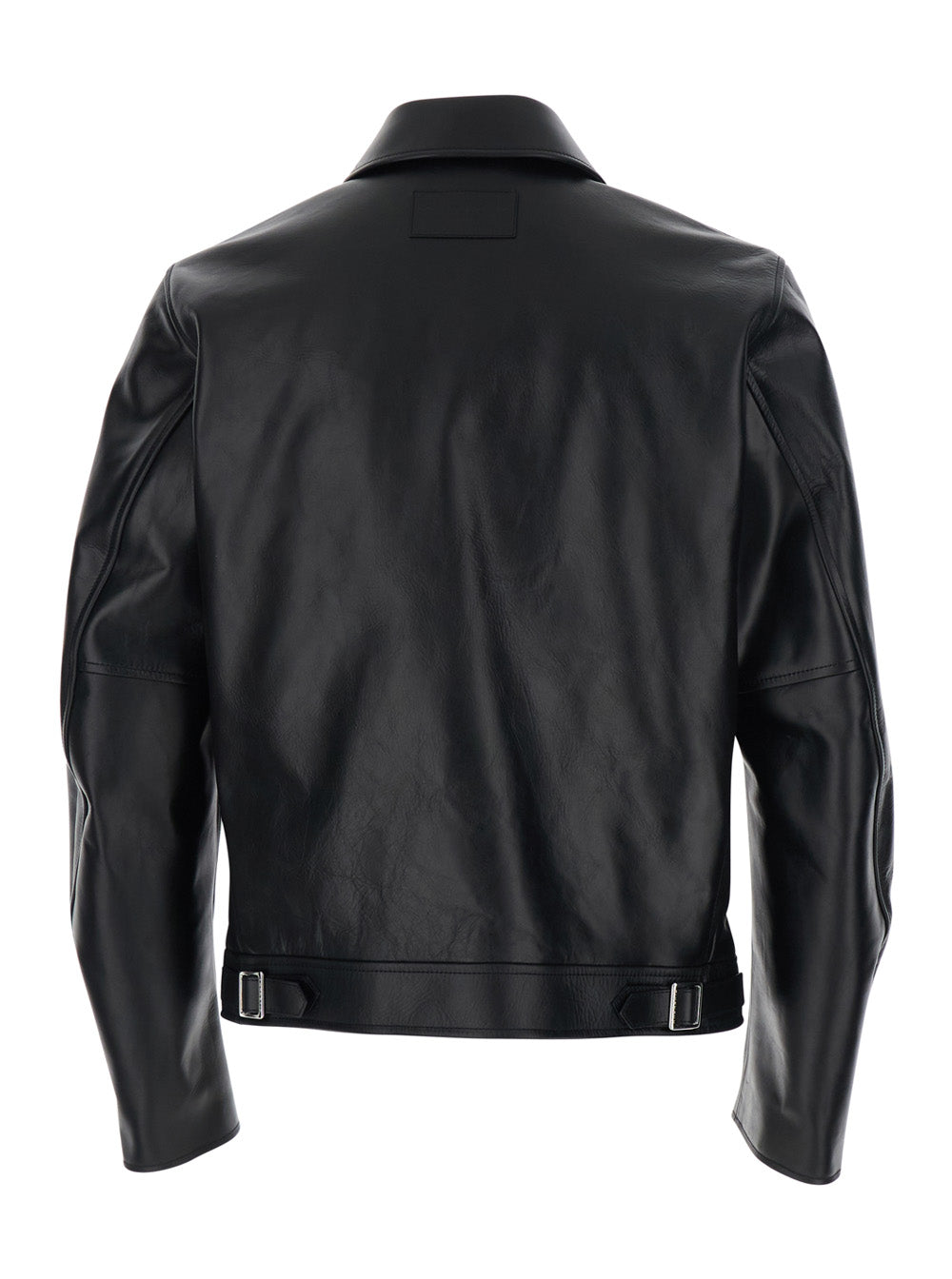 Black Jacket with Classic Collar and Side Pockets in Leather for Men Bull Outerwear