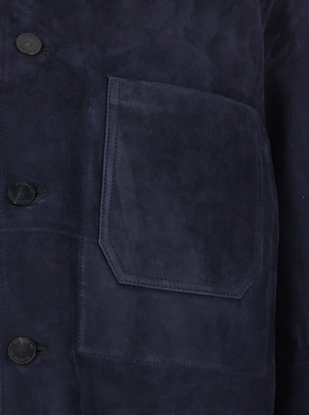 Blue Jacket with Classic Collar and Suede Front Pockets for Men Blu Sheep Outerwear