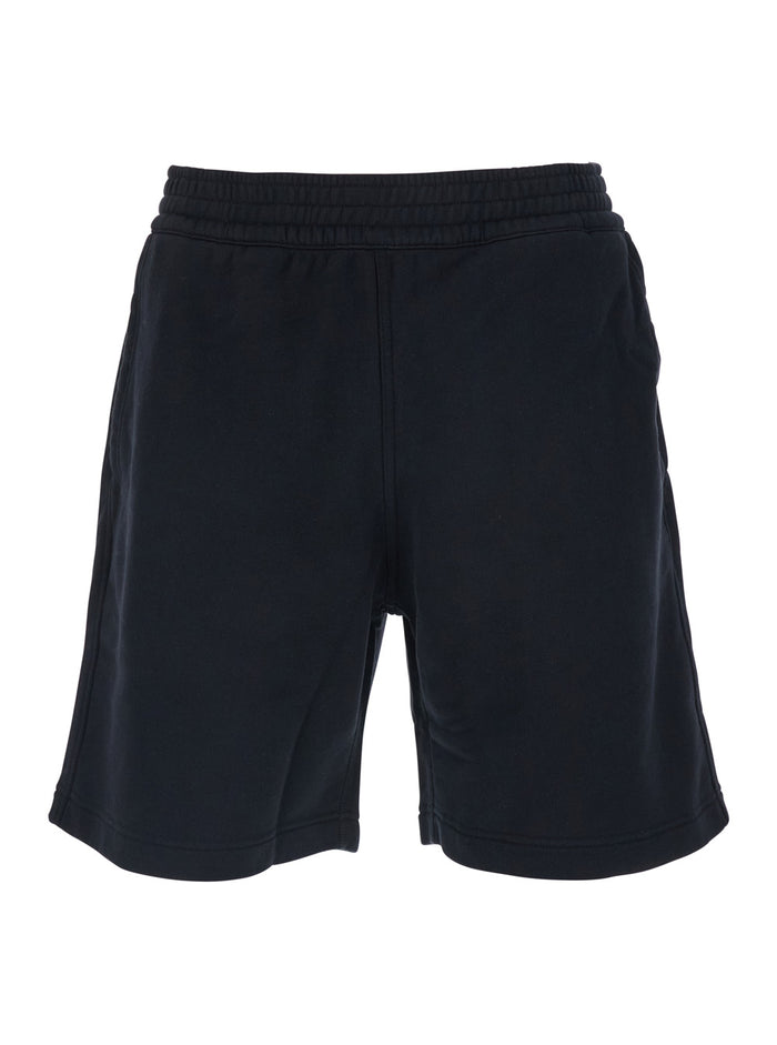 Black Bermuda Shorts With Elastic Waist And Logo Patch On The Back Cotton Man