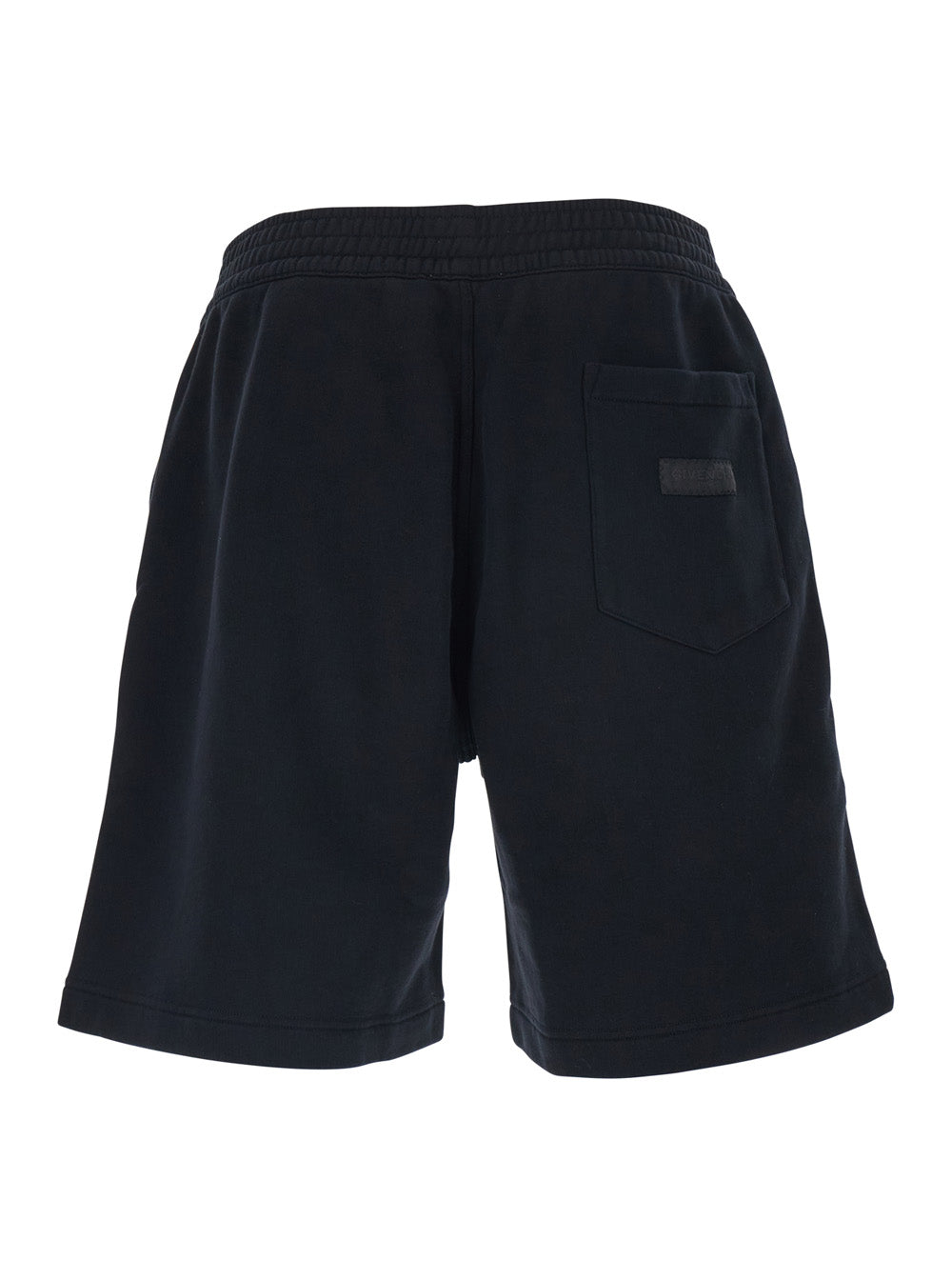 Black Bermuda Shorts With Elastic Waist And Logo Patch On The Back Cotton Man