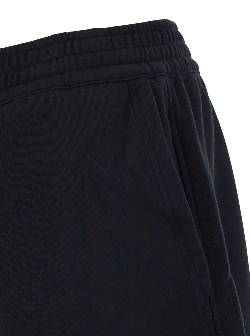 Black Bermuda Shorts With Elastic Waist And Logo Patch On The Back Cotton Man