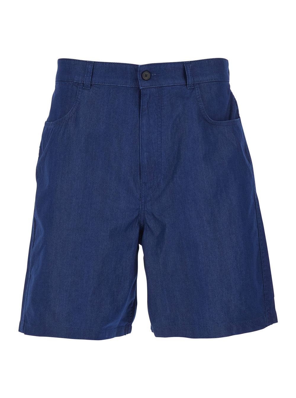 Blue Bermuda Shorts with Logo Print on the Back in Cotton Blend for Men Blu Polyamide And