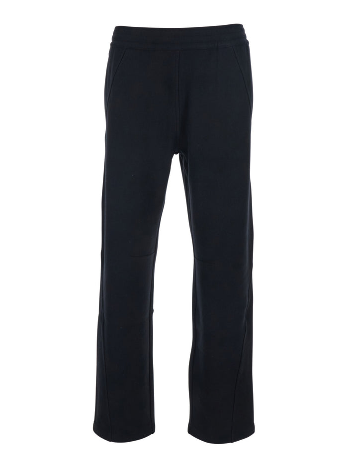 Black Pants with Elastic Waist and Embroidered Logo on the Back in Cotton for Men Trousers