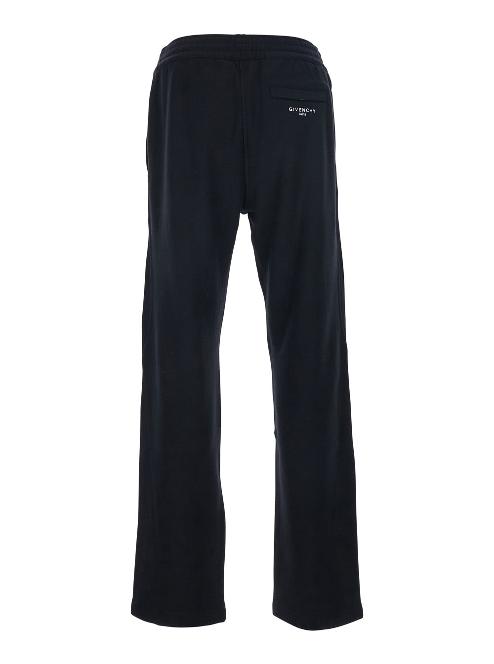 Black Pants with Elastic Waist and Embroidered Logo on the Back in Cotton for Men Trousers