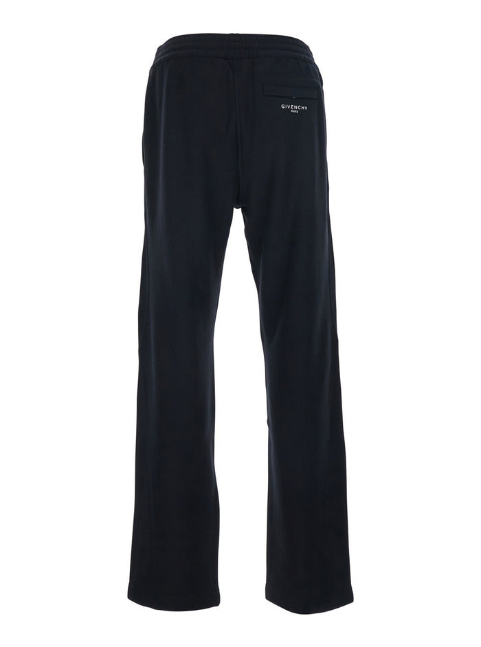 Black Pants with Elastic Waist and Embroidered Logo on the Back in Cotton for Men Trousers