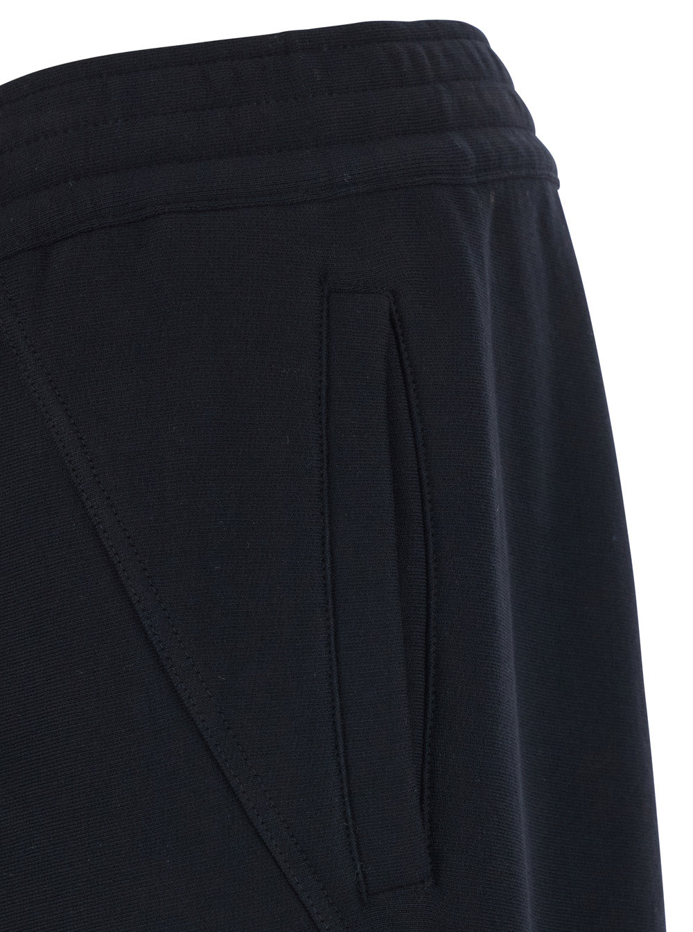 Black Pants with Elastic Waist and Embroidered Logo on the Back in Cotton for Men Trousers