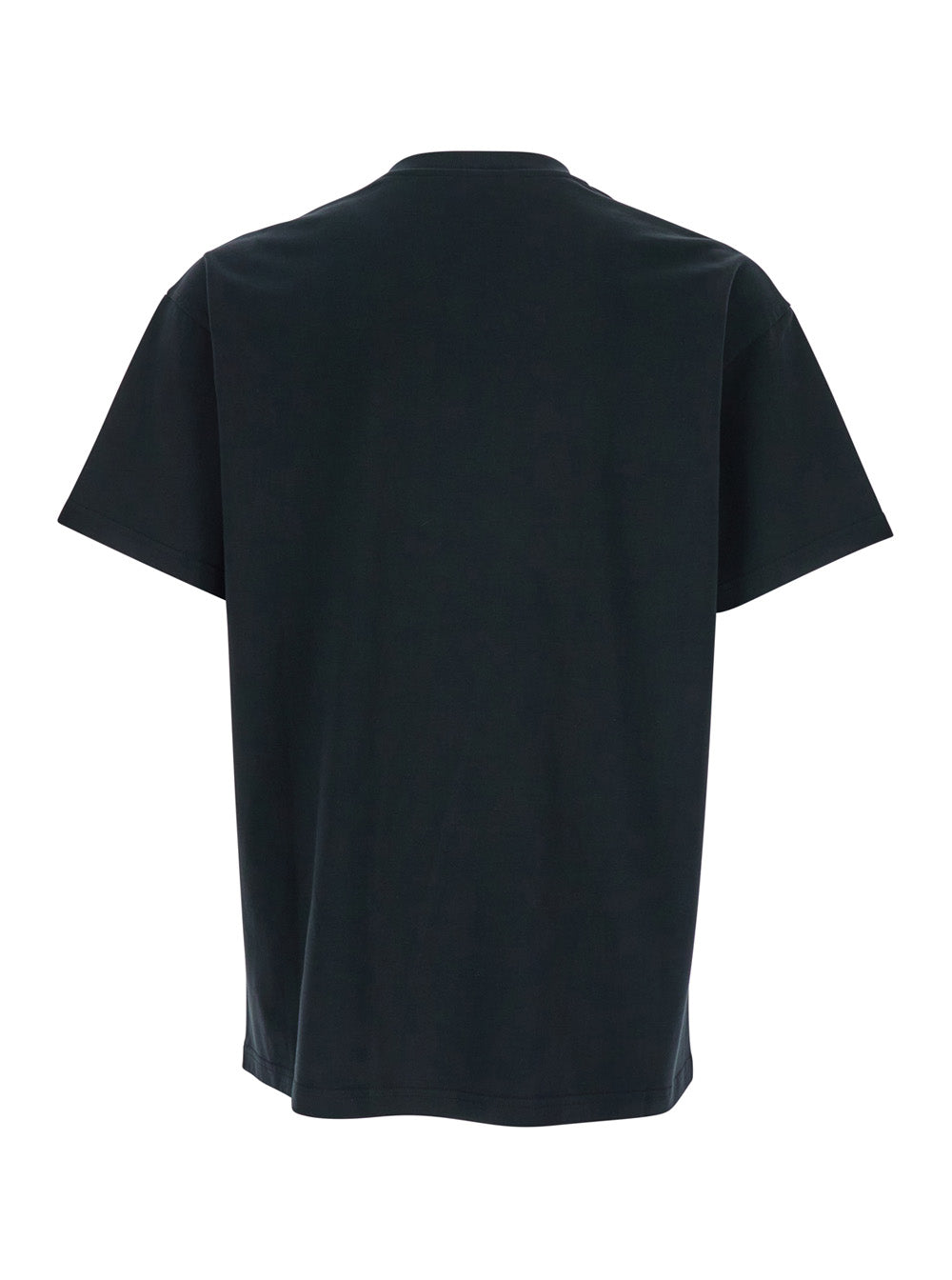Black T-Shirt with Logo Patch on the Front in Cotton for Men Tshirts And Polo Shirts