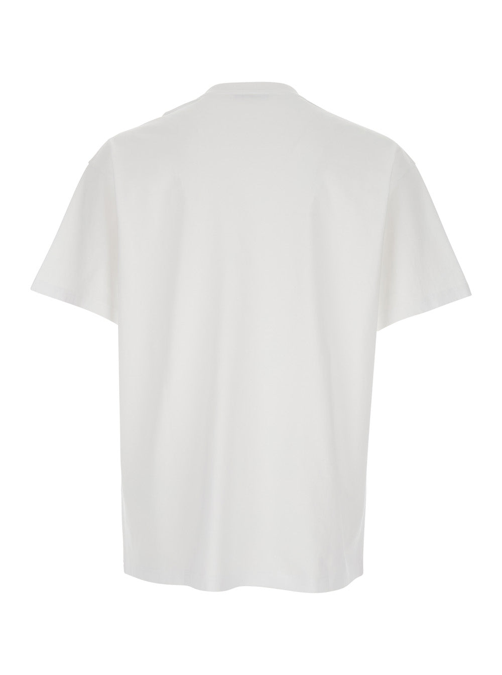 White Crew Neck T-Shirt with Logo Patch on the Front in Cotton for Men Tshirts And Polo Shirts
