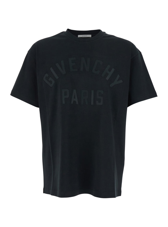 Black T-Shirt with Maxi Logo on the Front in Cotton Men Tshirts And Polo Shirts