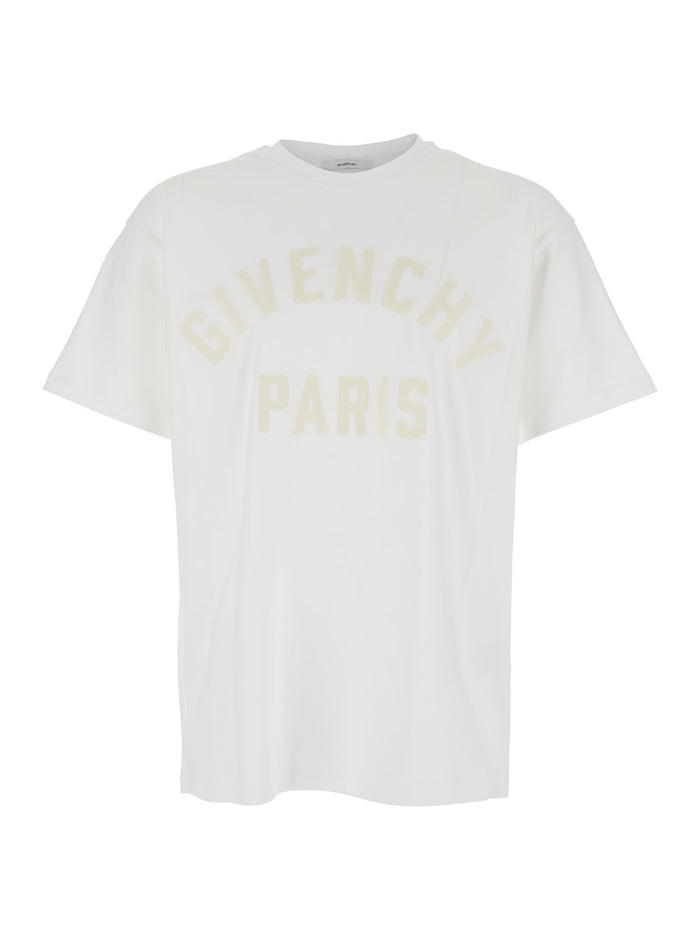 White T-Shirt with Maxi Logo on the Front for Men Cotton Tshirts And Polo Shirts