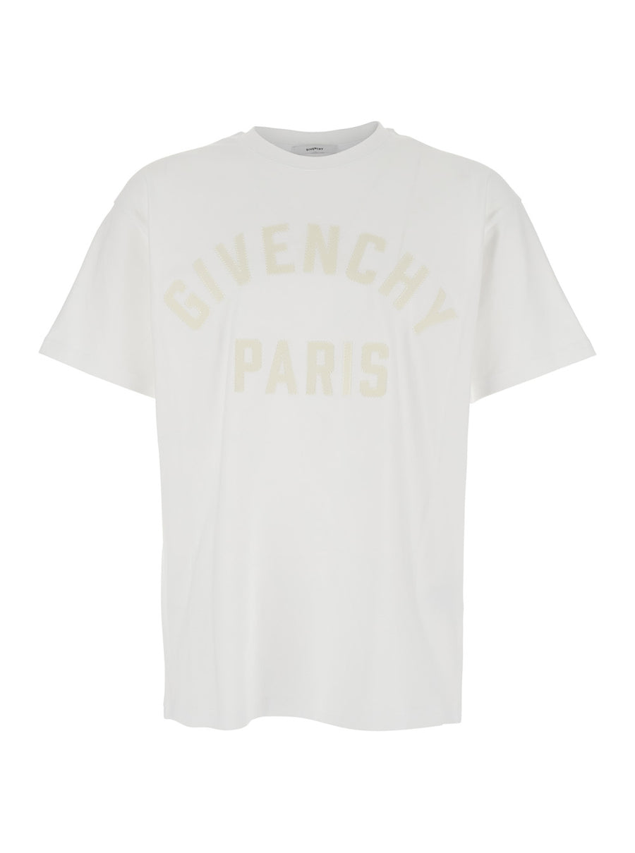 T-Shirt With Maxi Logo, White Cotton T-shirts