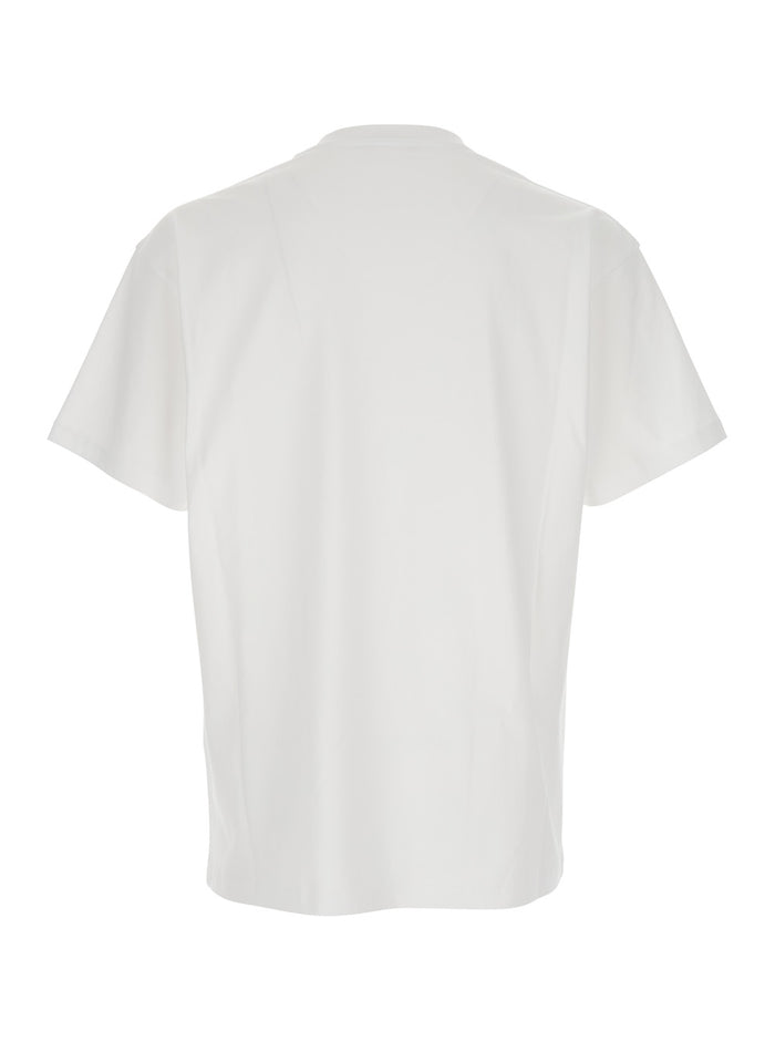 White T-Shirt with Maxi Logo on the Front for Men Cotton Tshirts And Polo Shirts
