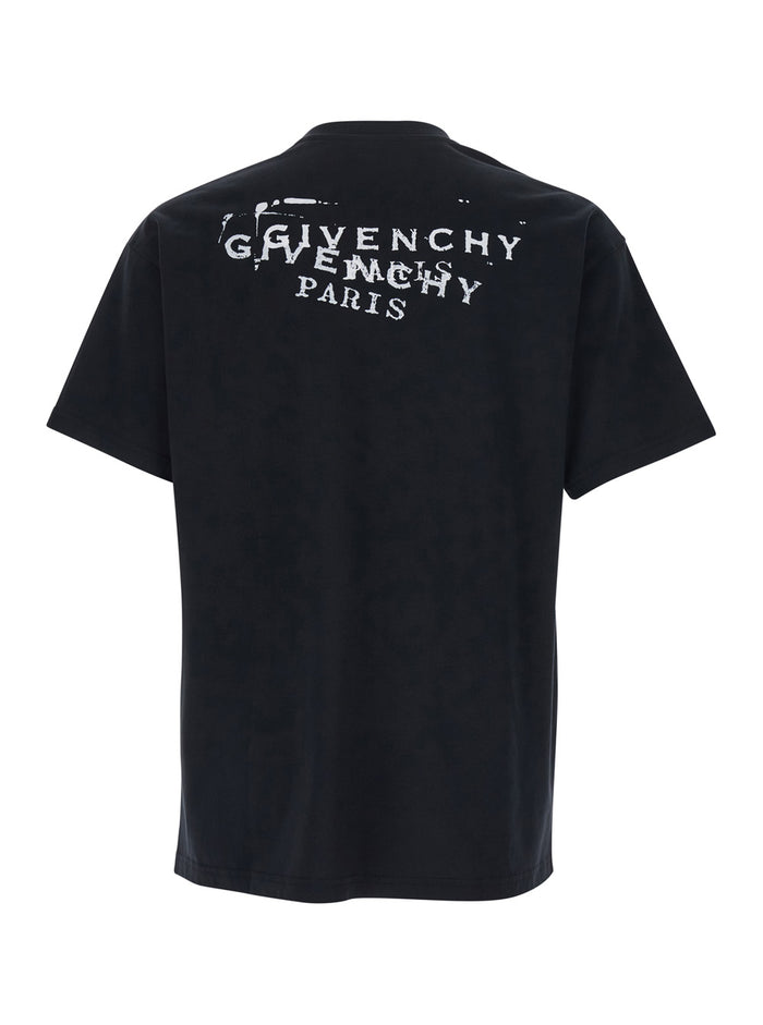 Black T-Shirt with Logo on the Front and Back In Cotton for Men Tshirts Polo Shirts