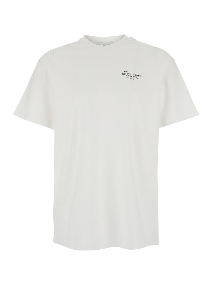 White T-Shirt with Logo on Front and Back in Cotton for Men Tshirts Polo Shirts