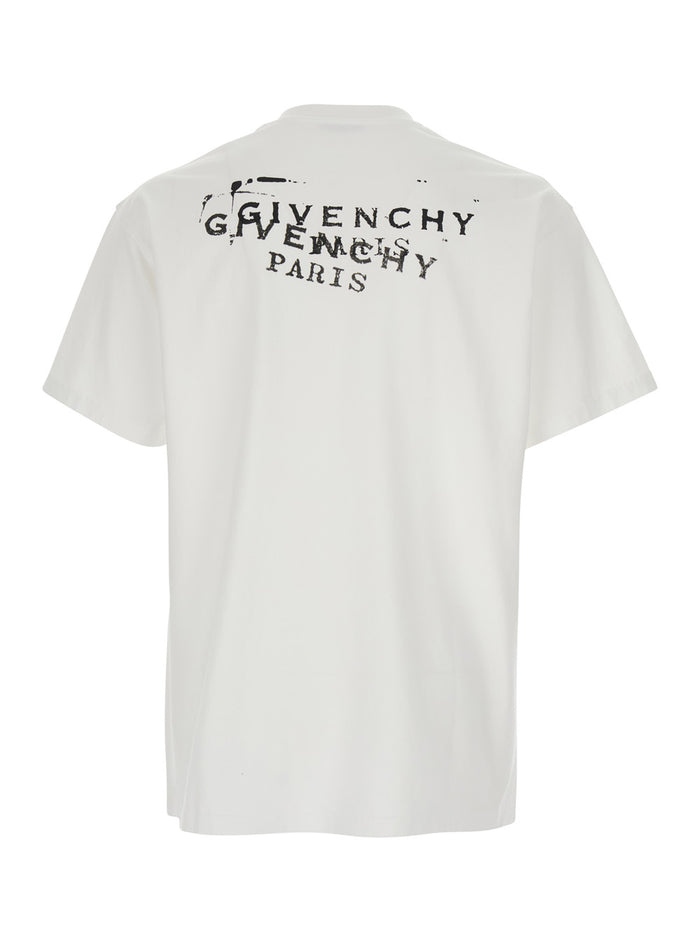 White T-Shirt with Logo on Front and Back in Cotton for Men Tshirts Polo Shirts