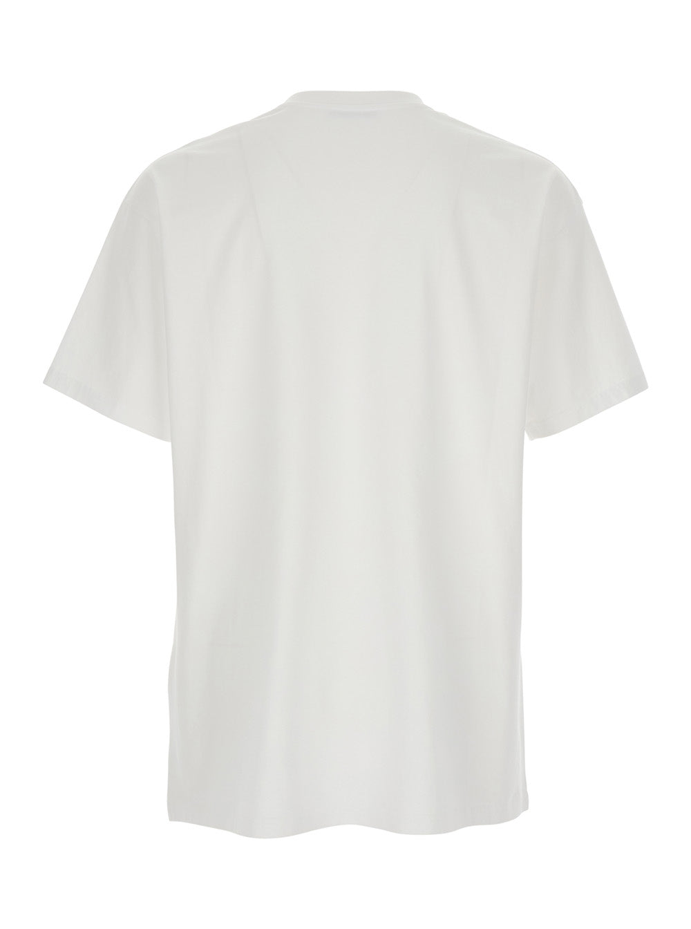 White Crew Neck T-Shirt with Tone-on-Tone Logo Patch on the Front in Cotton for Men Tshirts And Polo Shirts